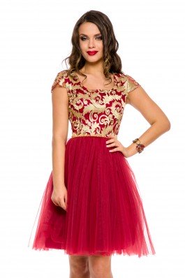 rochie rosie scurta eleganta
